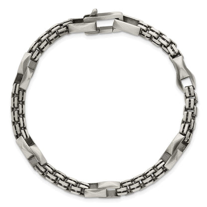 Sterlingsilber Blk Ruthenium Gebürstet Venezianer Kette Herren Armband