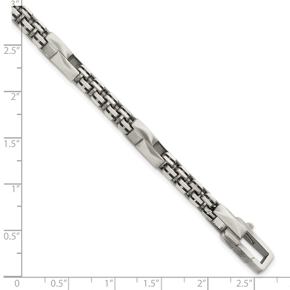 Sterlingsilber Blk Ruthenium Gebürstet Venezianer Kette Herren Armband
