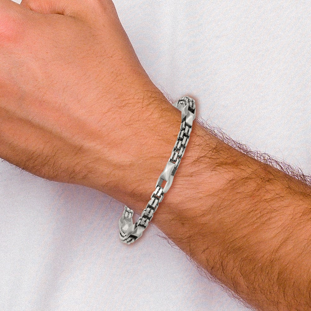 Sterlingsilber Blk Ruthenium Gebürstet Venezianer Kette Herren Armband