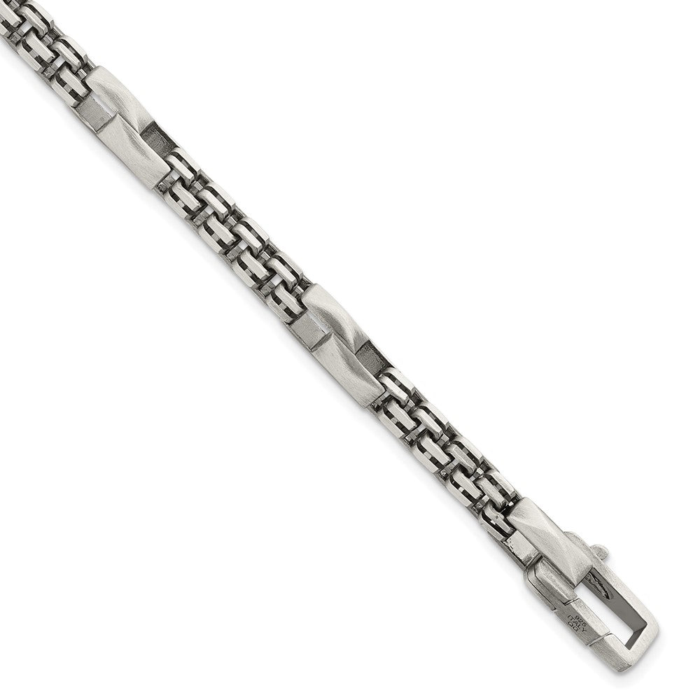 Sterlingsilber Blk Ruthenium Gebürstet Venezianer Kette Herren Armband