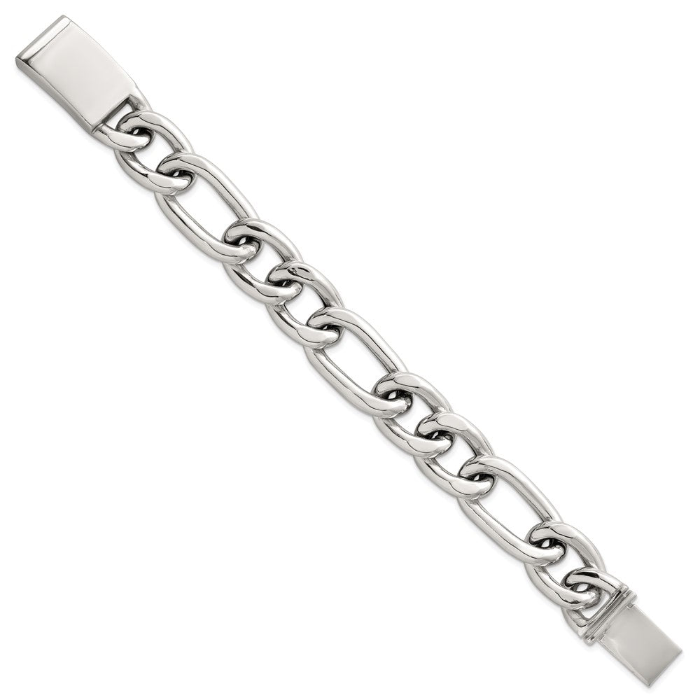 Sterlingsilber Poliert 17.0mm Figaro Panzer Herren Gliederarmband