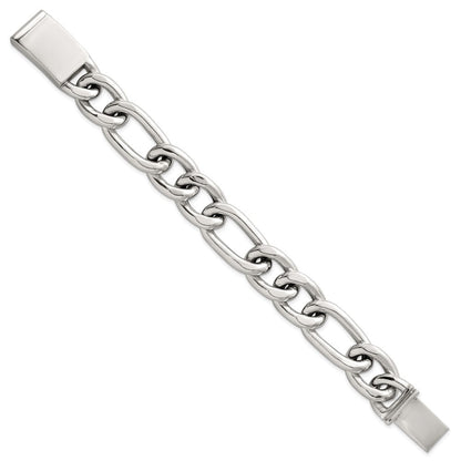 Sterlingsilber Poliert 17.0mm Figaro Panzer Herren Gliederarmband