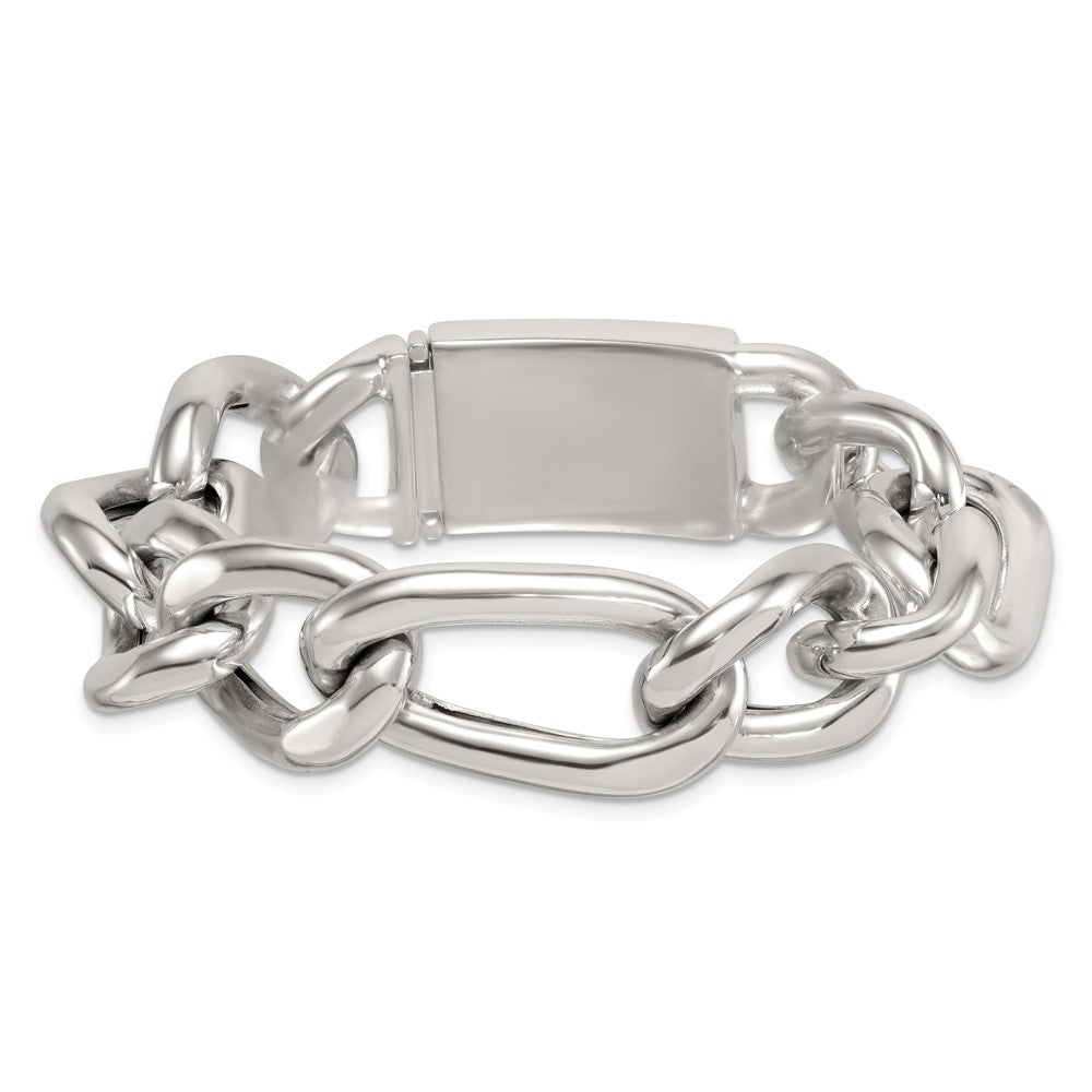 Sterlingsilber Poliert 17.0mm Figaro Panzer Herren Gliederarmband