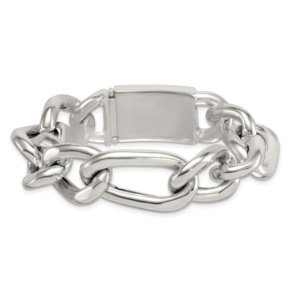 Sterlingsilber Poliert 17.0mm Figaro Panzer Herren Gliederarmband