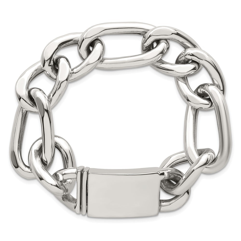 Sterlingsilber Poliert 17.0mm Figaro Panzer Herren Gliederarmband