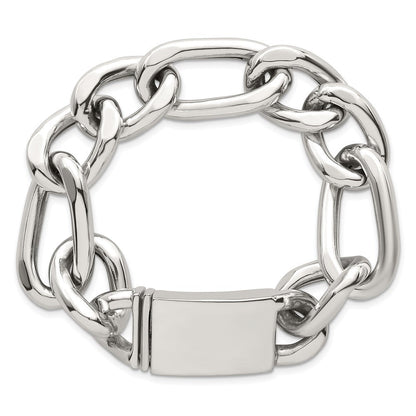 Sterlingsilber Poliert 17.0mm Figaro Panzer Herren Gliederarmband