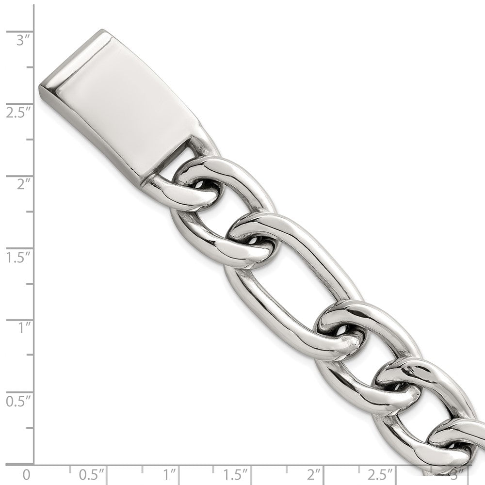 Sterlingsilber Poliert 17.0mm Figaro Panzer Herren Gliederarmband