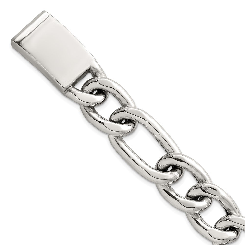 Sterlingsilber Poliert 17.0mm Figaro Panzer Herren Gliederarmband