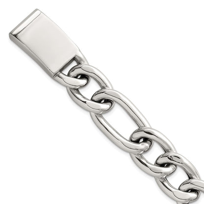 Sterlingsilber Poliert 17.0mm Figaro Panzer Herren Gliederarmband
