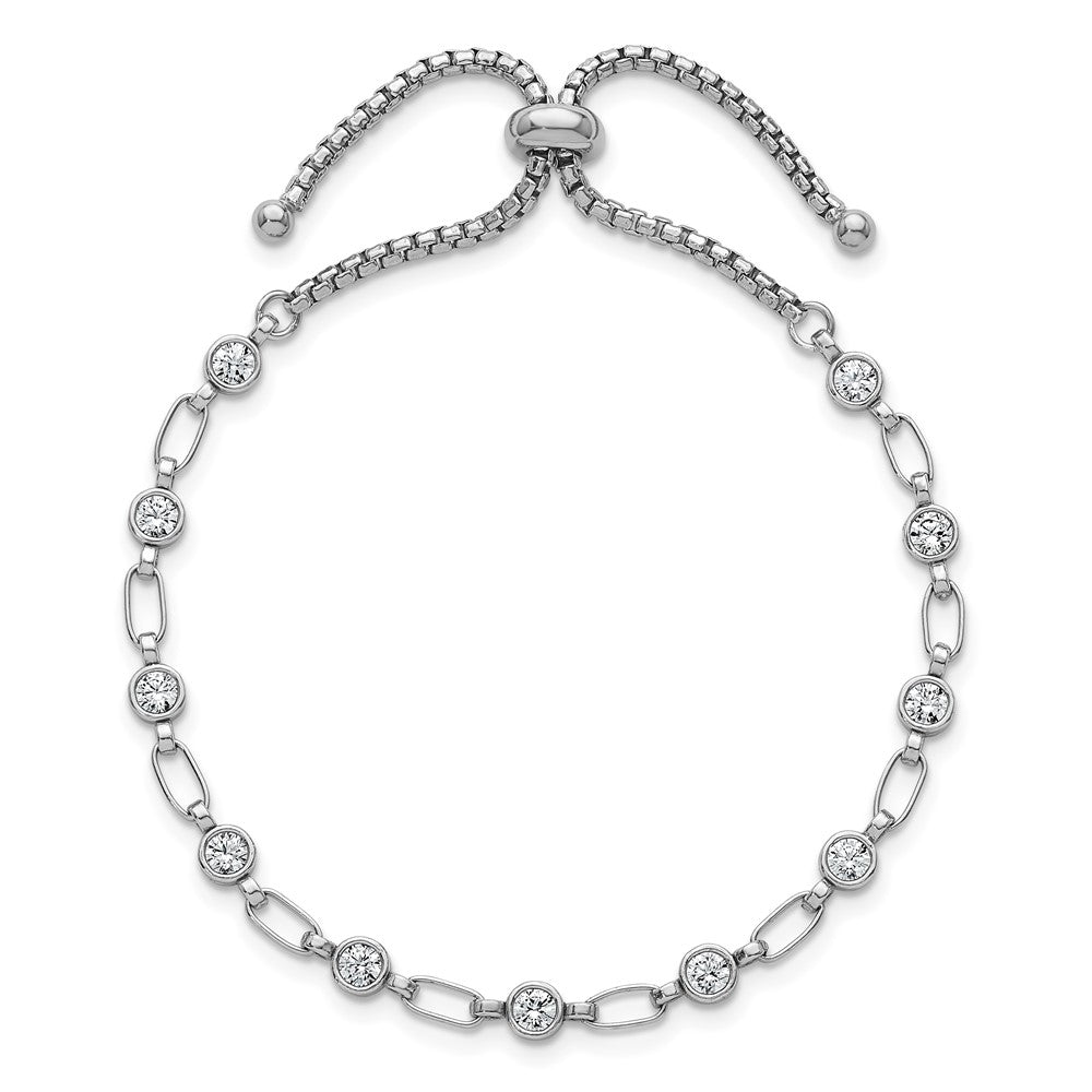 Sterlingsilber Rhodiniert Poliert Zirkonia Bolo Armband