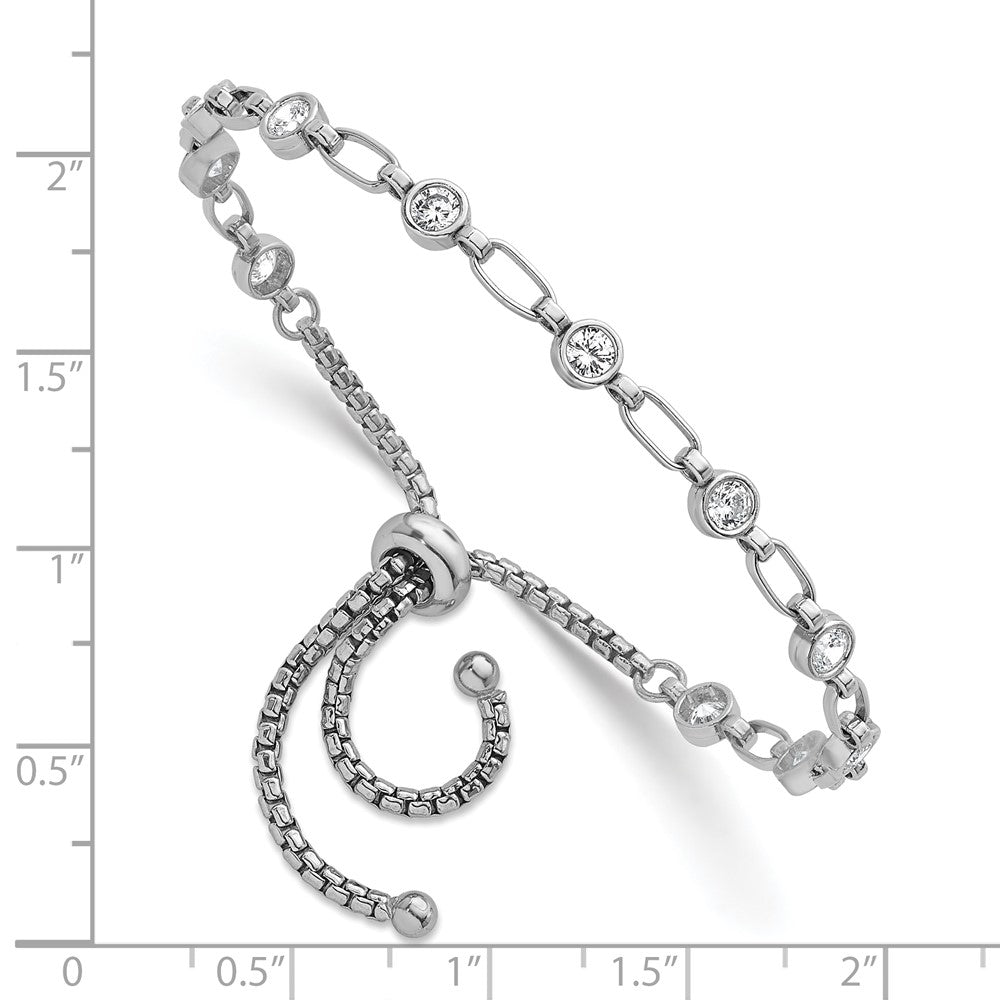 Sterlingsilber Rhodiniert Poliert Zirkonia Bolo Armband