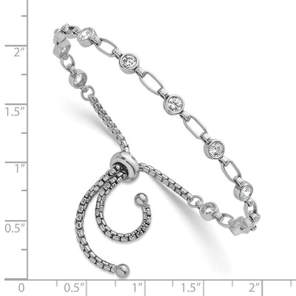 Sterlingsilber Rhodiniert Poliert Zirkonia Bolo Armband