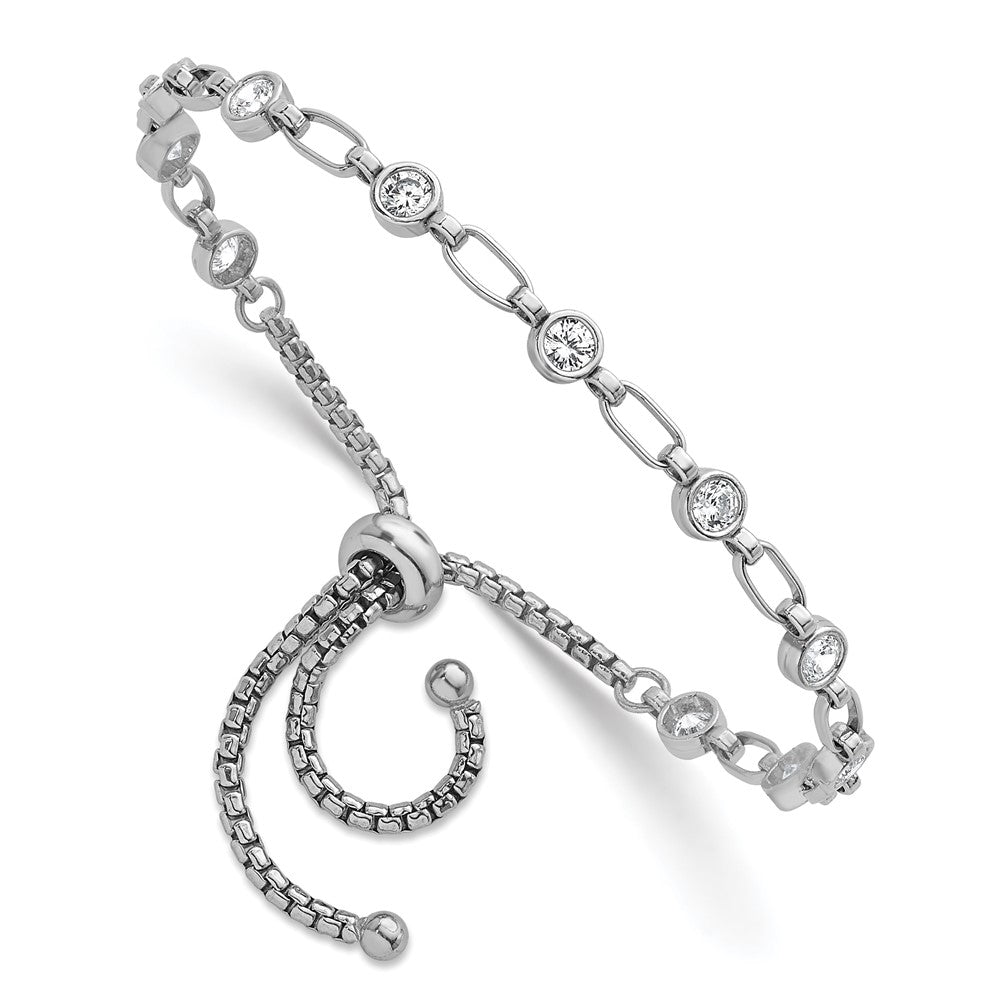 Sterlingsilber Rhodiniert Poliert Zirkonia Bolo Armband