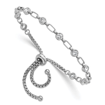 Sterlingsilber Rhodiniert Poliert Zirkonia Bolo Armband