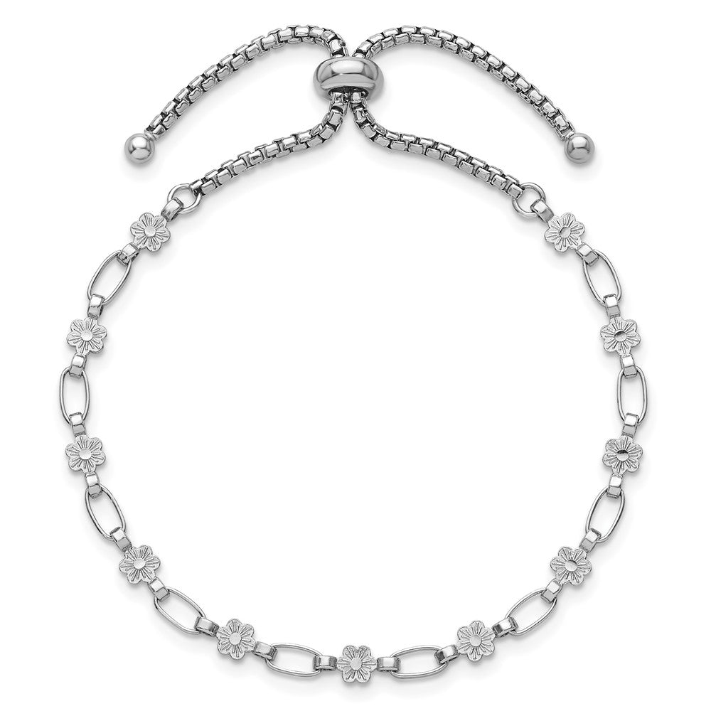Sterlingsilber Rhodiniert Poliert Blume Bolo Armband
