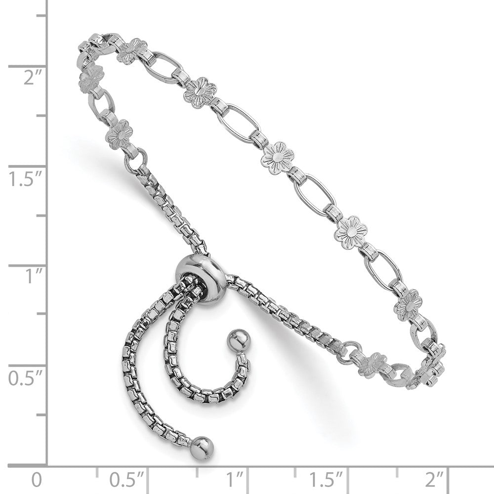Sterlingsilber Rhodiniert Poliert Blume Bolo Armband