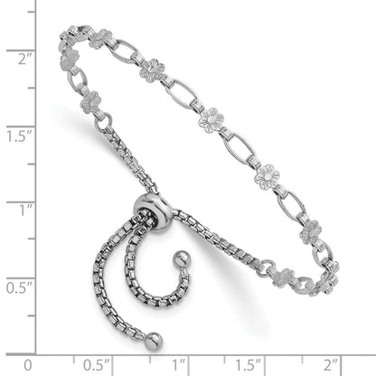 Sterlingsilber Rhodiniert Poliert Blume Bolo Armband