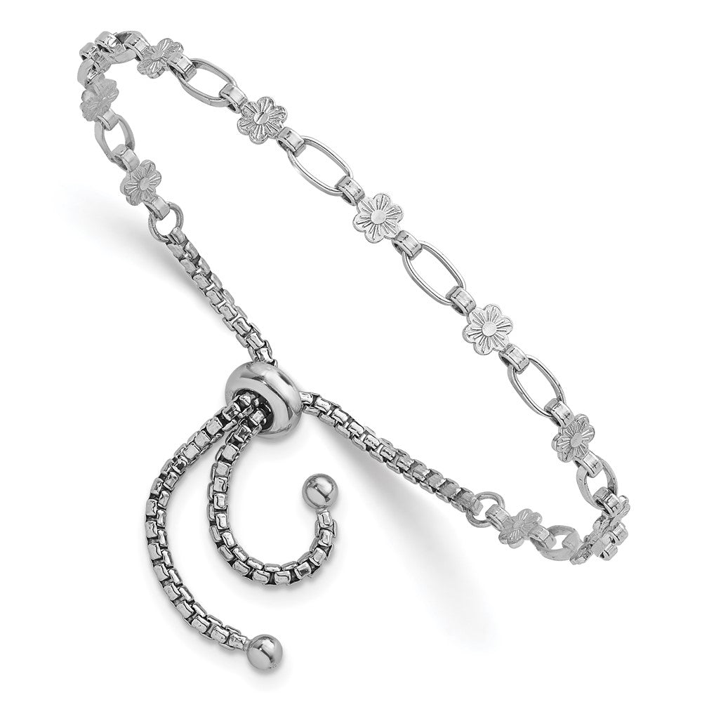 Sterlingsilber Rhodiniert Poliert Blume Bolo Armband