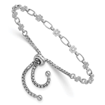 Sterlingsilber Rhodiniert Poliert Blume Bolo Armband