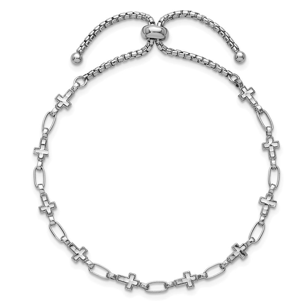 Sterlingsilber Rhodiniert Poliert Kreuz Bolo Armband