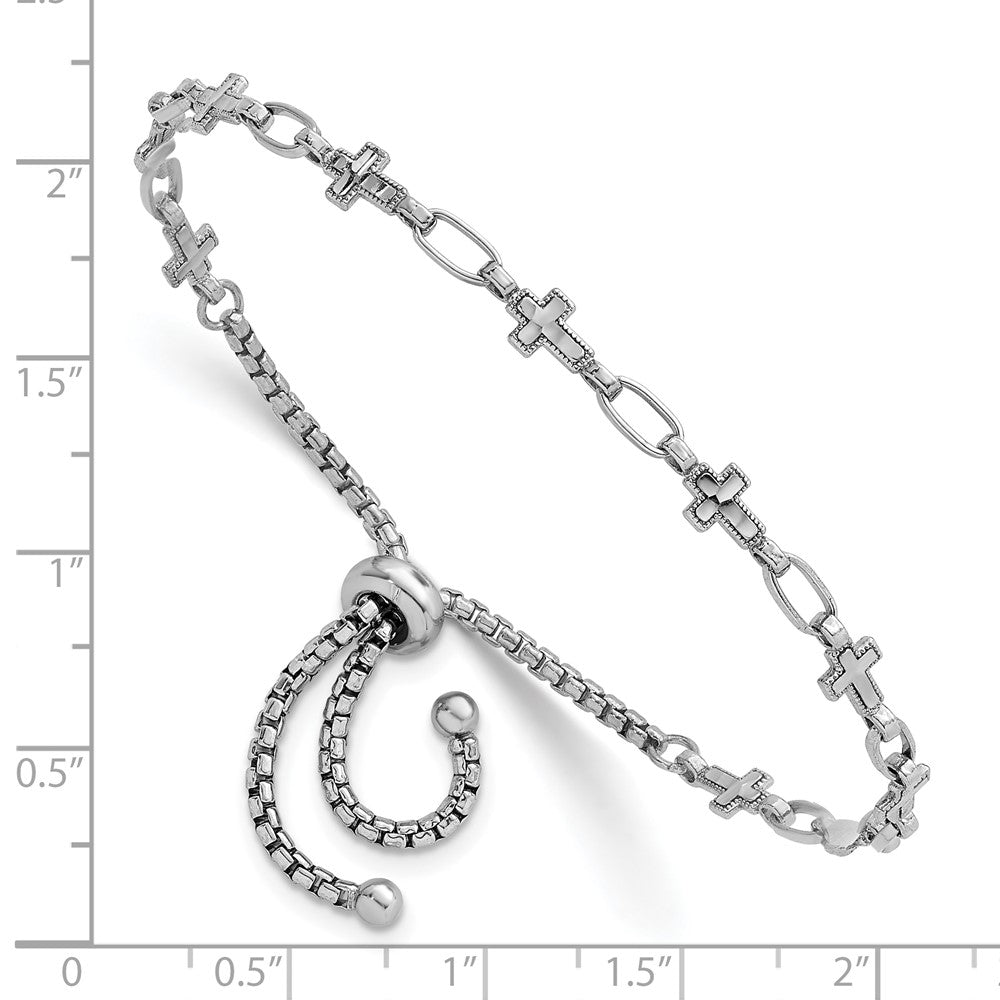 Sterlingsilber Rhodiniert Poliert Kreuz Bolo Armband