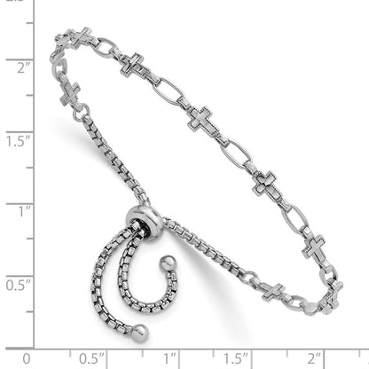 Sterlingsilber Rhodiniert Poliert Kreuz Bolo Armband