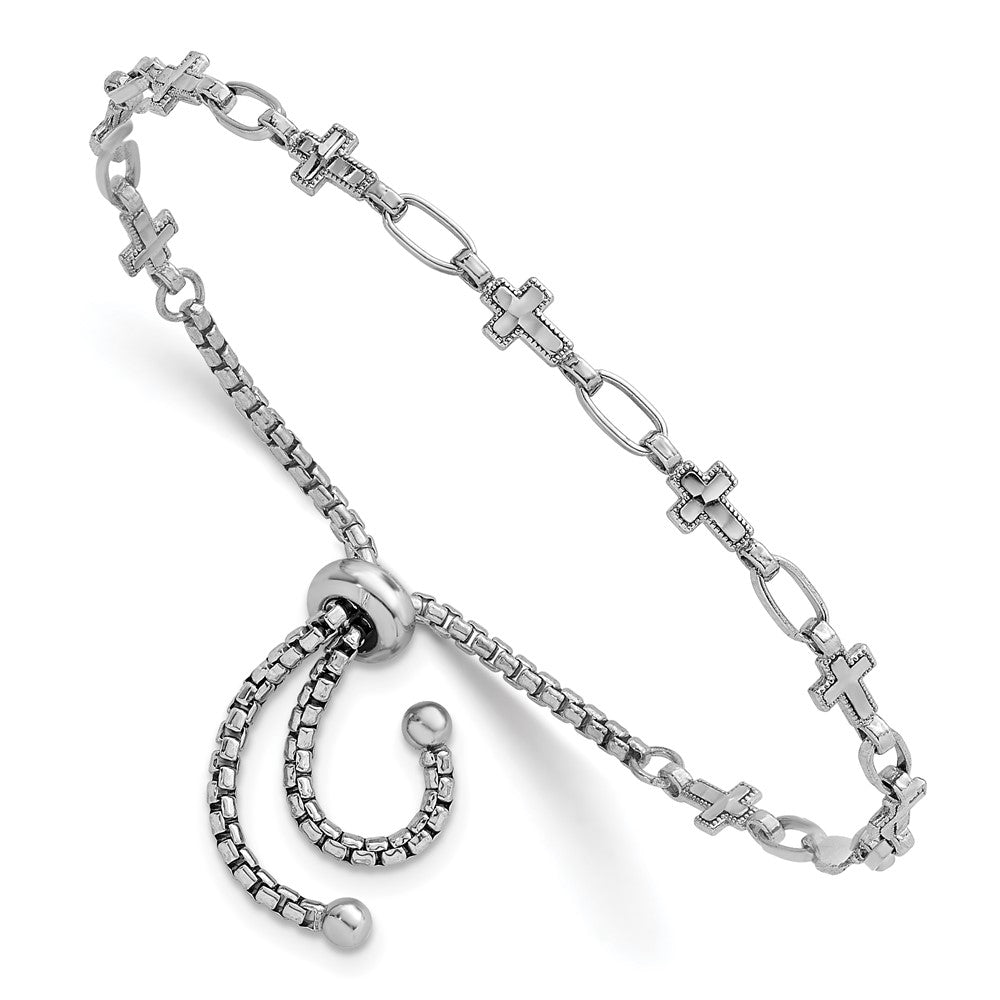 Sterlingsilber Rhodiniert Poliert Kreuz Bolo Armband