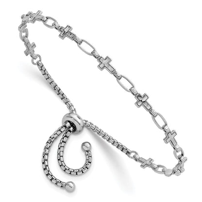 Sterlingsilber Rhodiniert Poliert Kreuz Bolo Armband