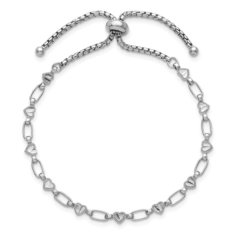 Sterlingsilber Rhodiniert Poliert Herz Bolo Armband