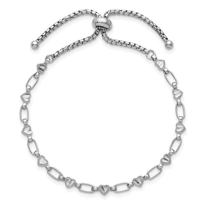 Sterlingsilber Rhodiniert Poliert Herz Bolo Armband