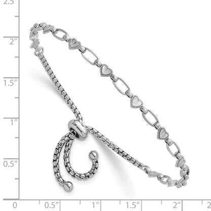Sterlingsilber Rhodiniert Poliert Herz Bolo Armband