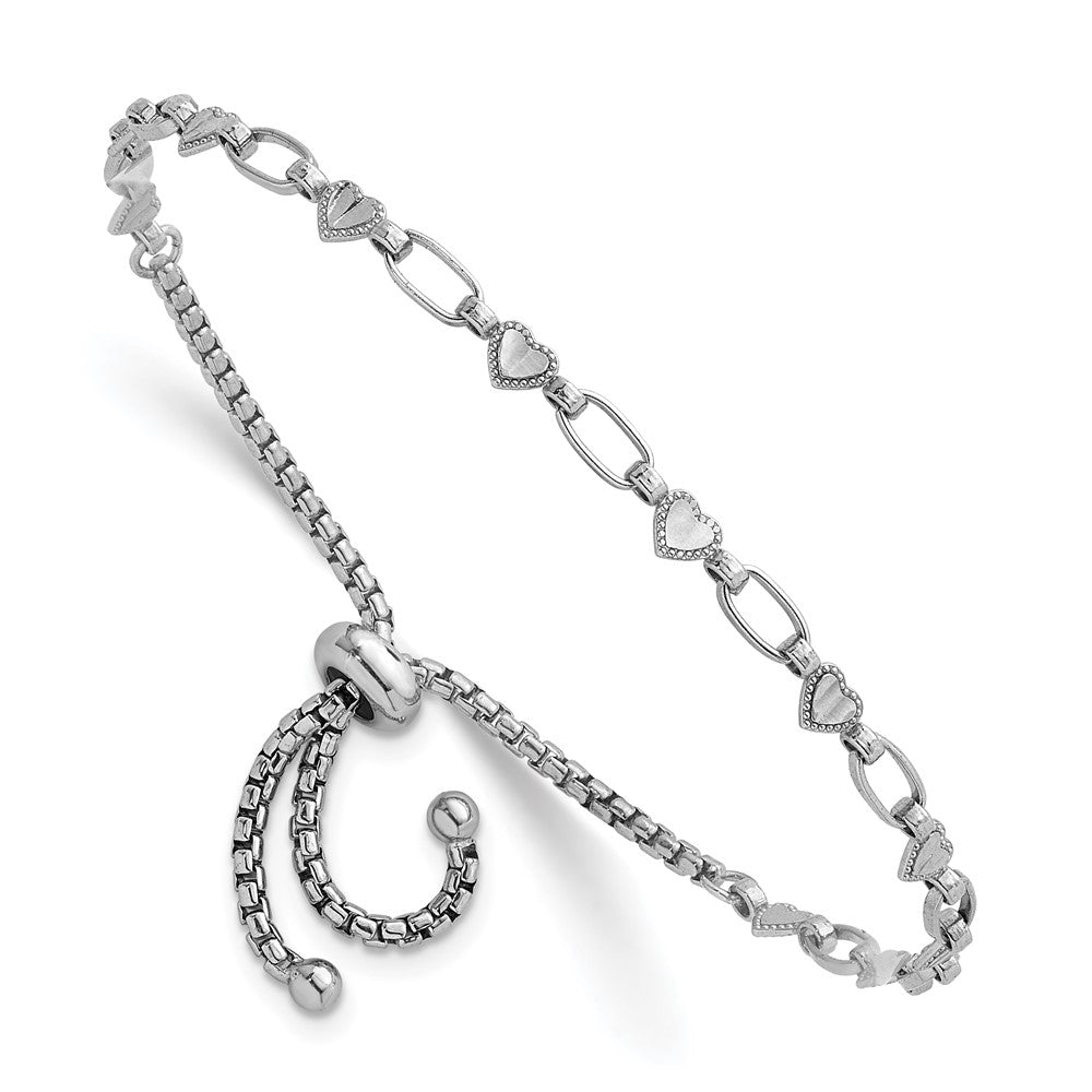 Sterlingsilber Rhodiniert Poliert Herz Bolo Armband
