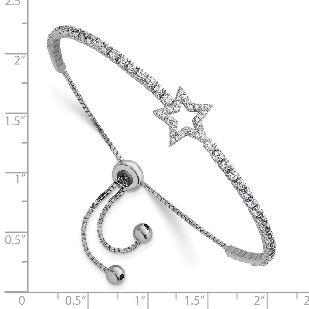 Sterlingsilber Rhodiniert Zirkonia Stern Verstellbar Bolo Armband