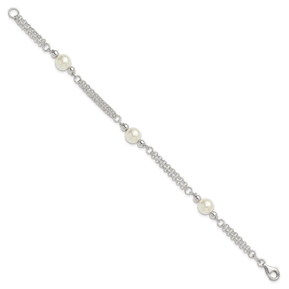 Sterlingsilber Poliert 2-strand Glas Perle Armband