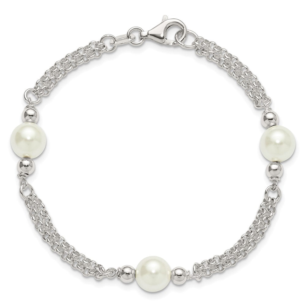 Sterlingsilber Poliert 2-strand Glas Perle Armband