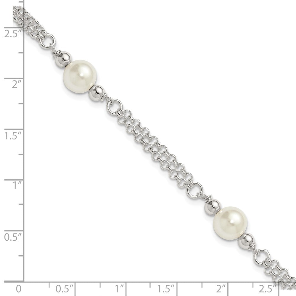 Sterlingsilber Poliert 2-strand Glas Perle Armband