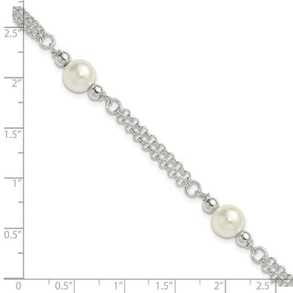 Sterlingsilber Poliert 2-strand Glas Perle Armband