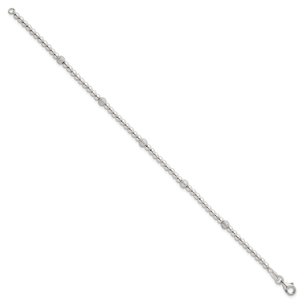 Sterlingsilber Poliert und Strukturiert Gekugelt Armband