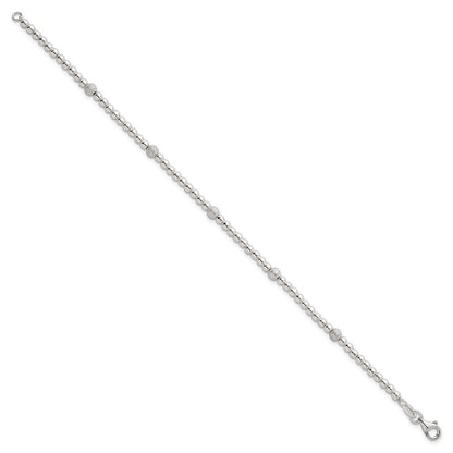 Sterlingsilber Poliert und Strukturiert Gekugelt Armband