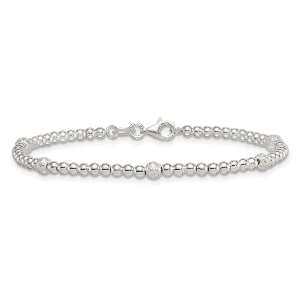 Sterlingsilber Poliert und Strukturiert Gekugelt Armband