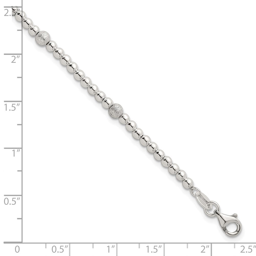 Sterlingsilber Poliert und Strukturiert Gekugelt Armband