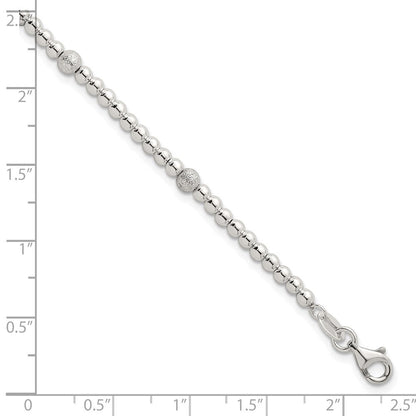 Sterlingsilber Poliert und Strukturiert Gekugelt Armband