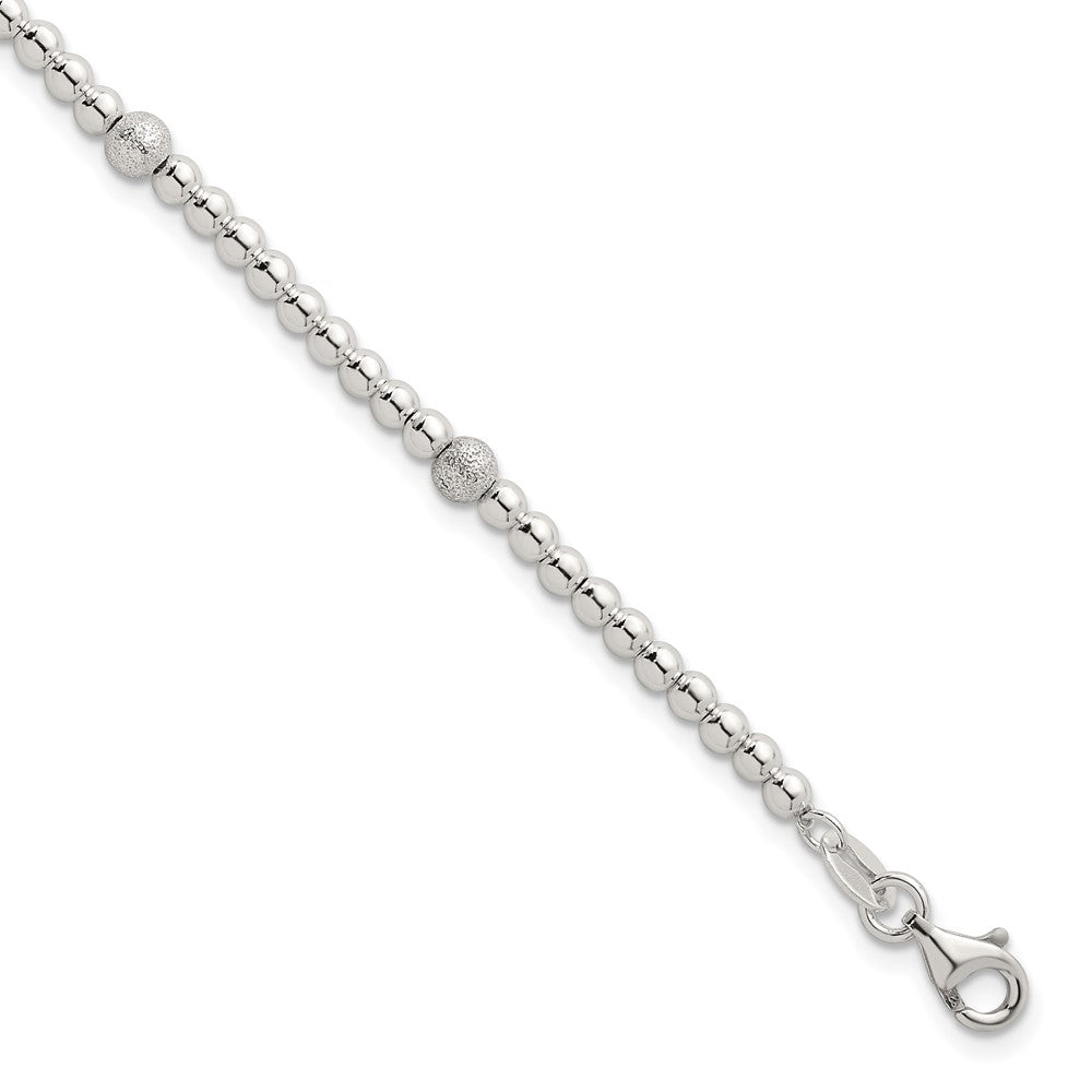 Sterlingsilber Poliert und Strukturiert Gekugelt Armband
