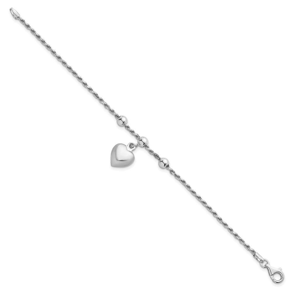 Sterlingsilber Rhodiniert Perle mit Herz Armband