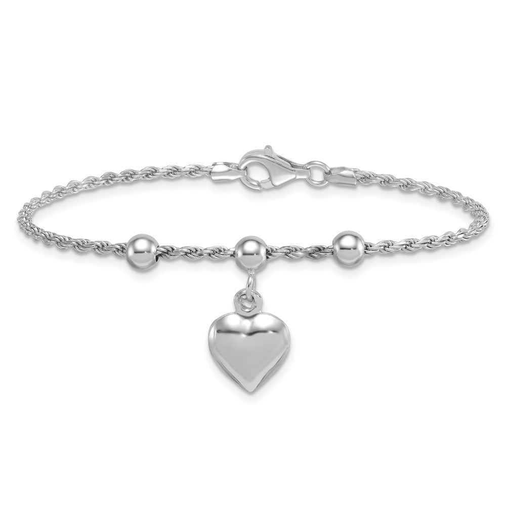 Sterlingsilber Rhodiniert Perle mit Herz Armband
