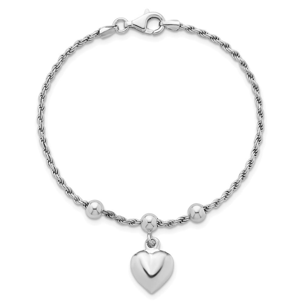 Sterlingsilber Rhodiniert Perle mit Herz Armband
