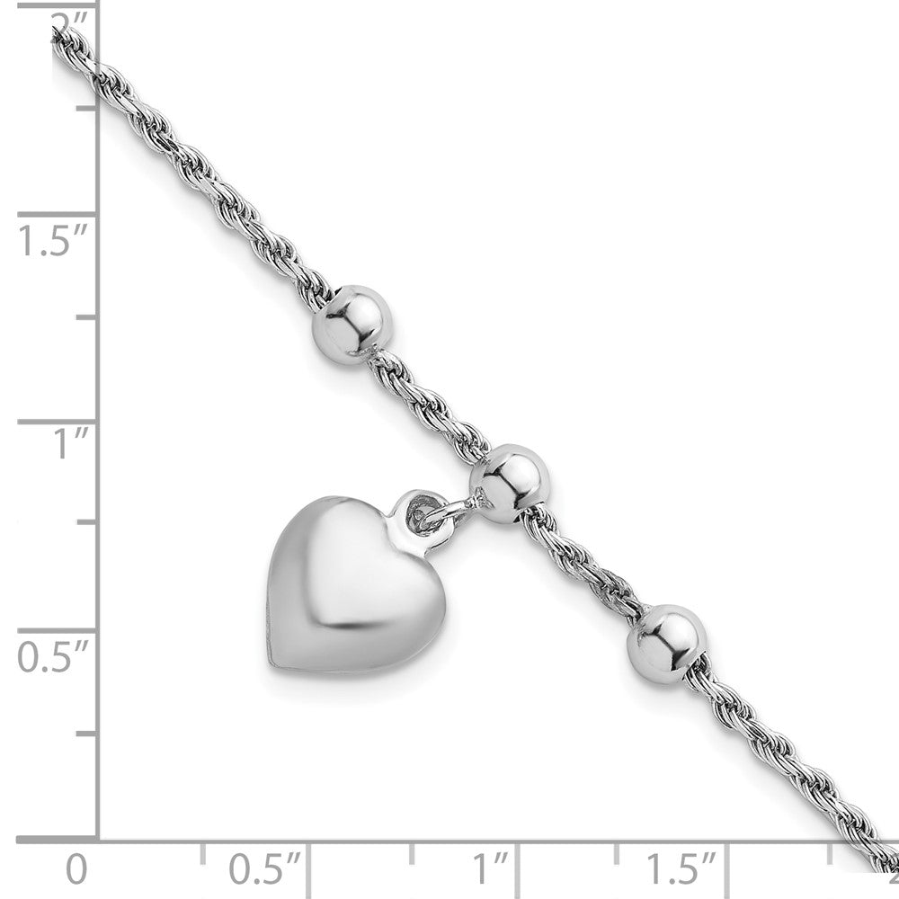 Sterlingsilber Rhodiniert Perle mit Herz Armband