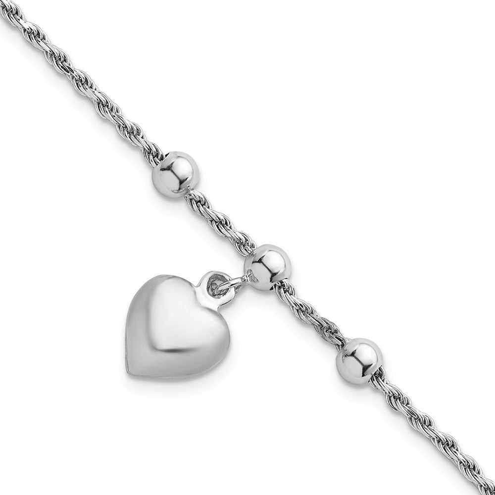 Sterlingsilber Rhodiniert Perle mit Herz Armband