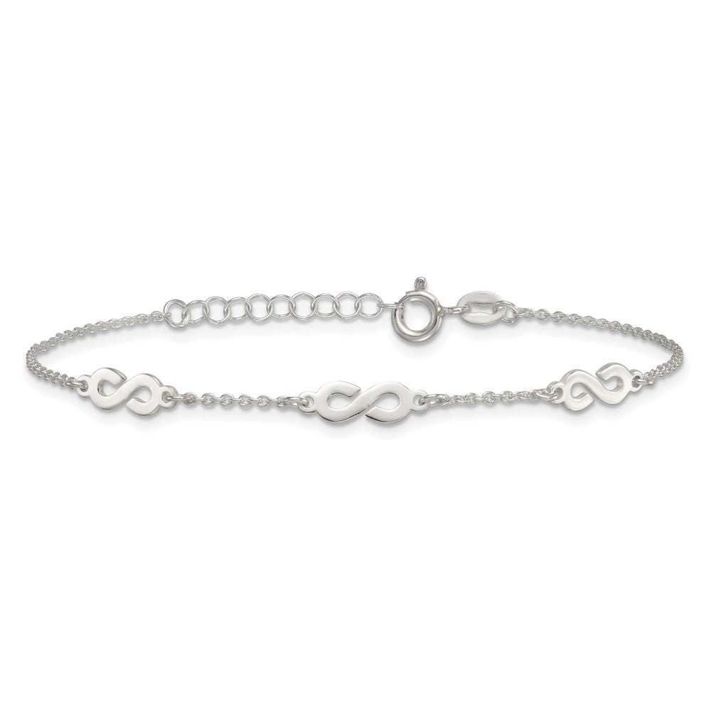 Sterlingsilber Poliert Unendlichkeit mit 1 Zoll Verlängerung Armband