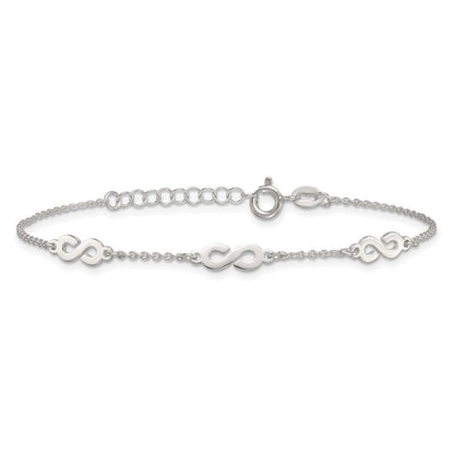 Sterlingsilber Poliert Unendlichkeit mit 1 Zoll Verlängerung Armband